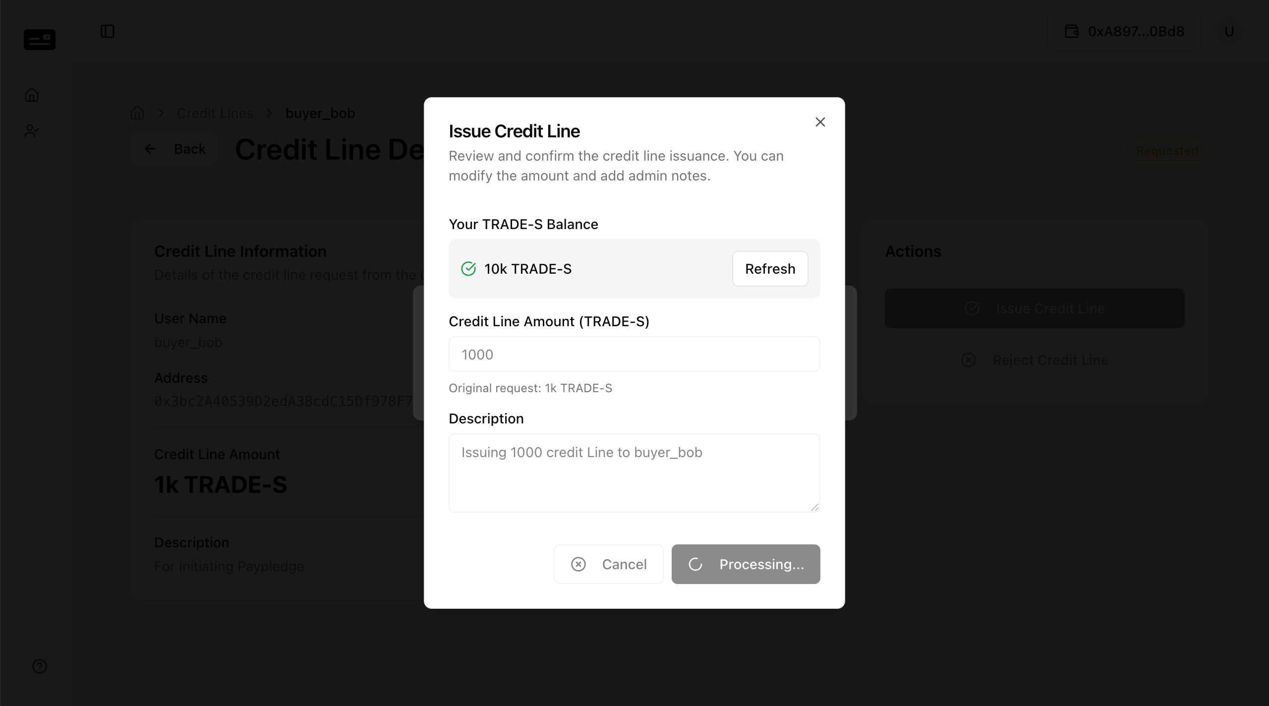 Issue Credit Line