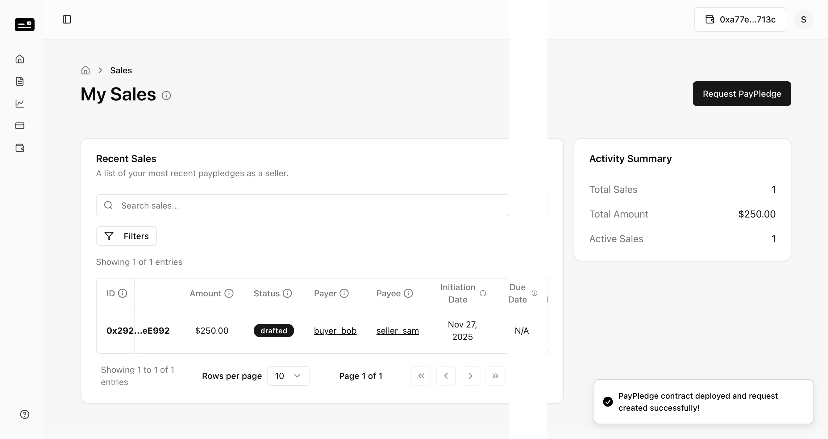 Seller Sales List Drafted