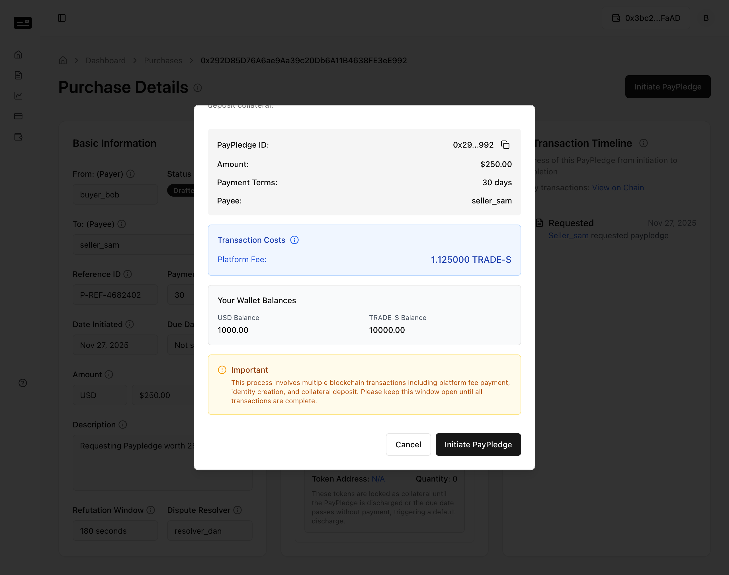 PayPledge Initiation Modal