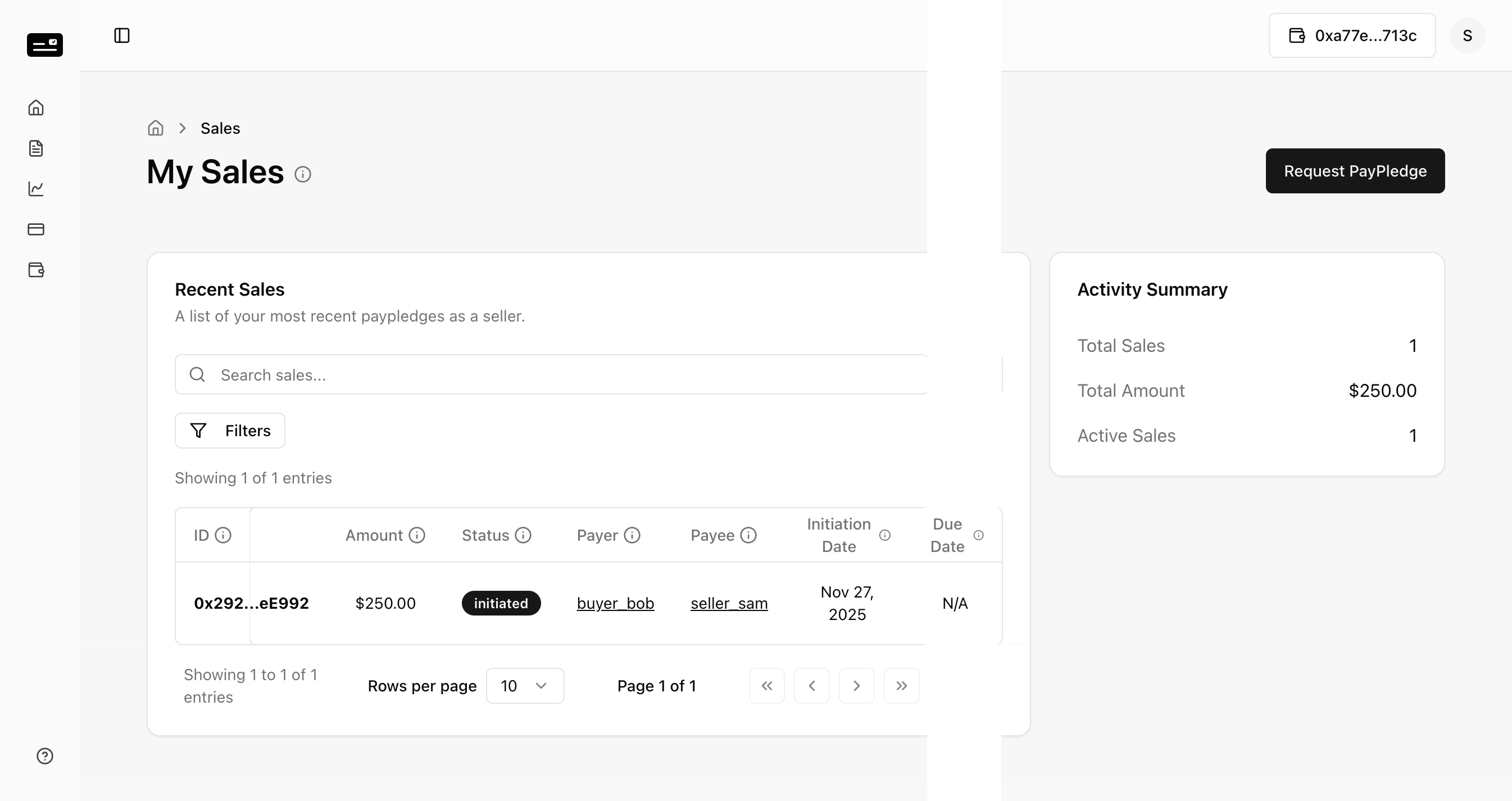 Seller Sales List Initiated