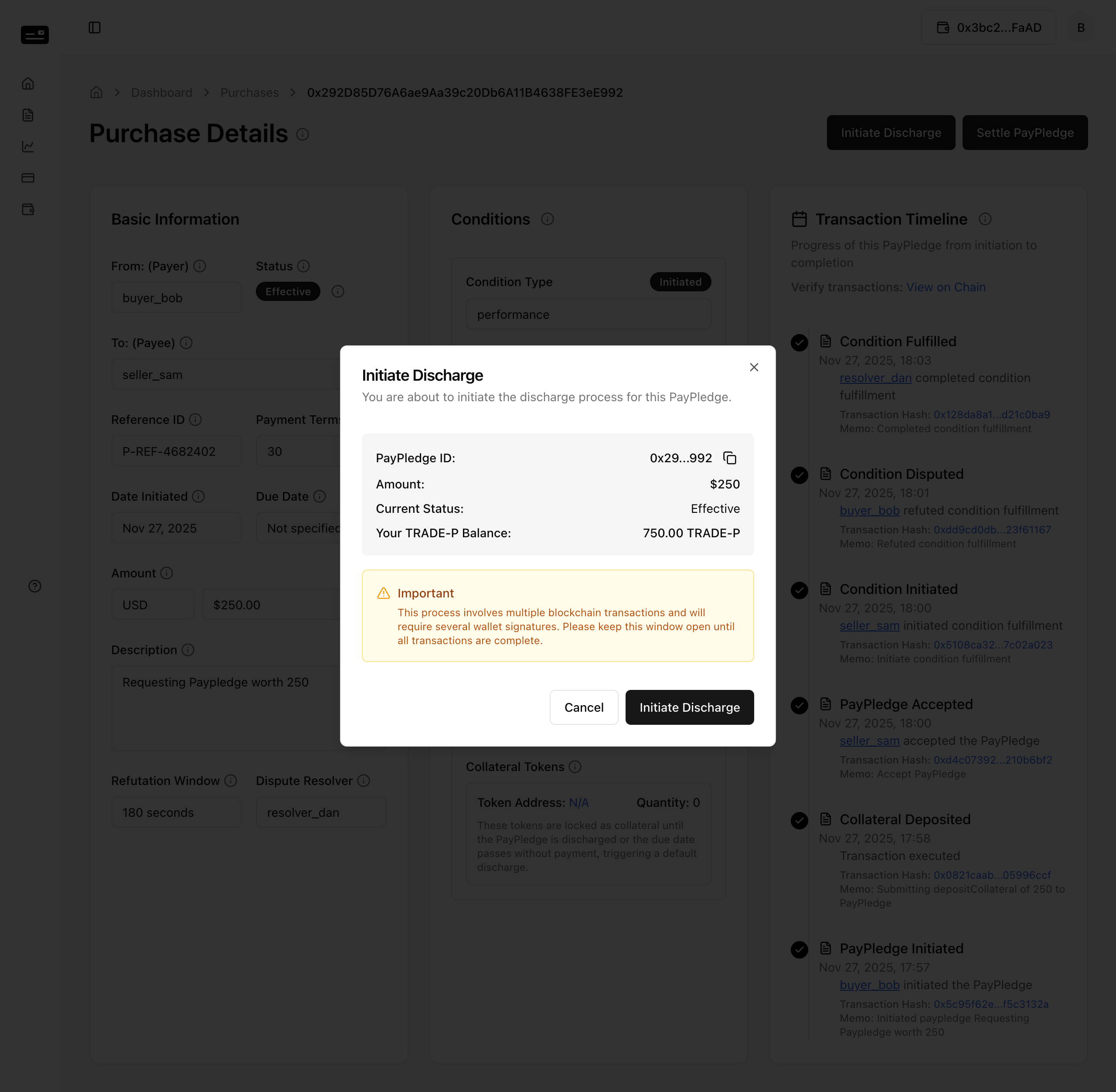 Buyer Initiate Discharge Modal