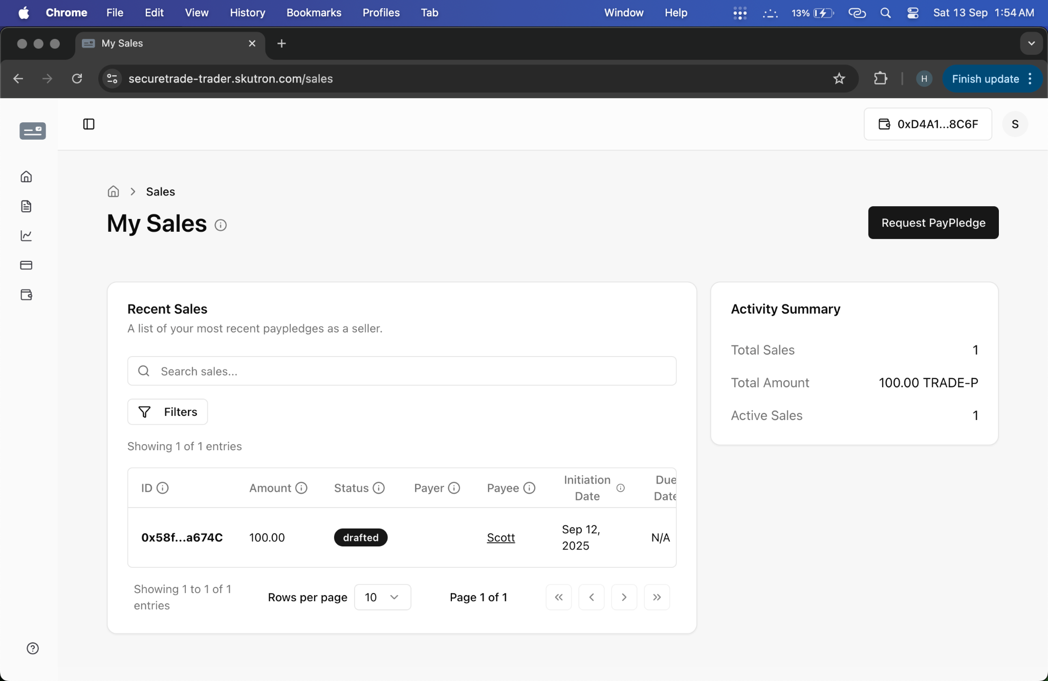 Drafted PayPledge View