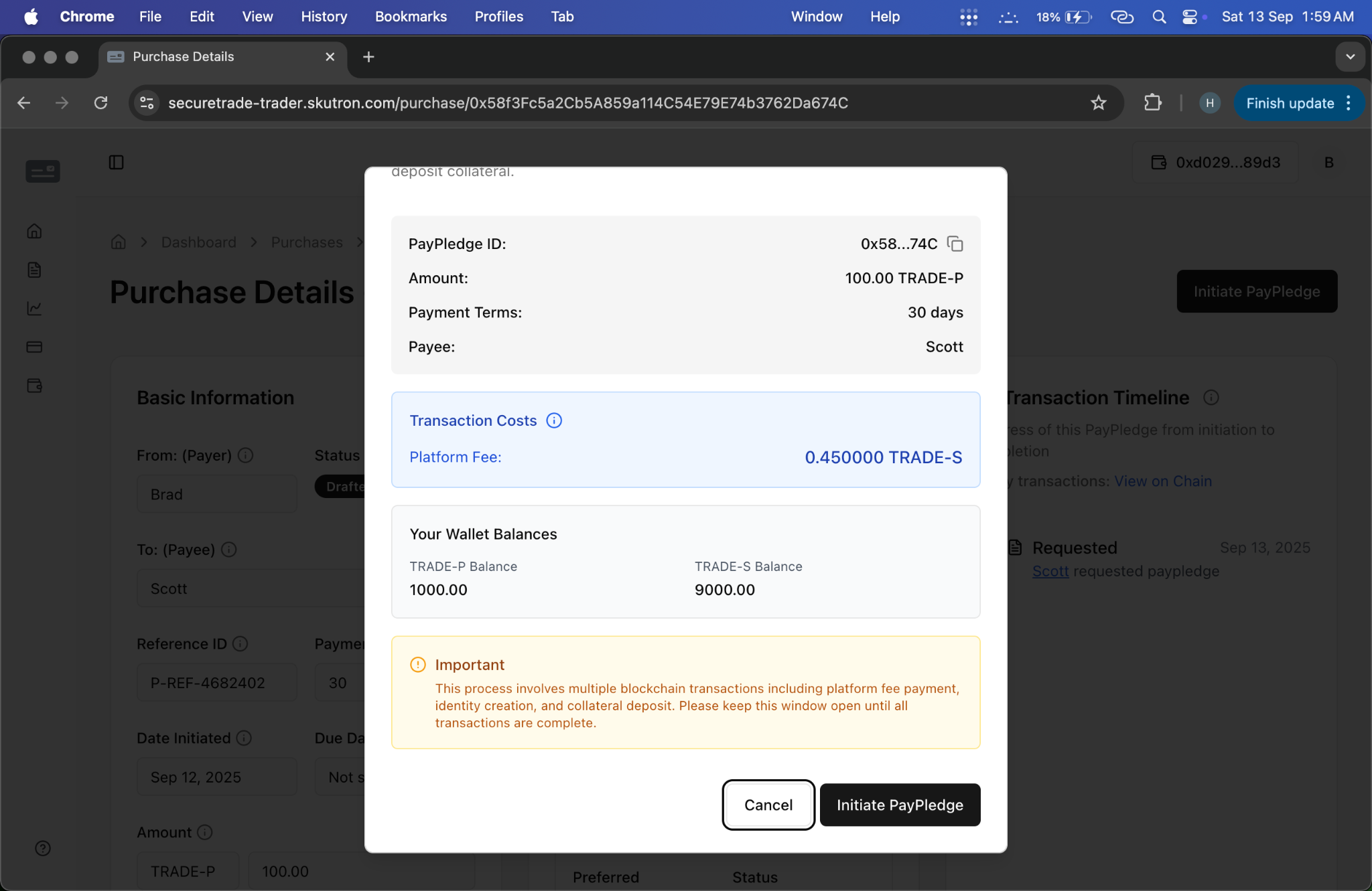 PayPledge Initiation Modal