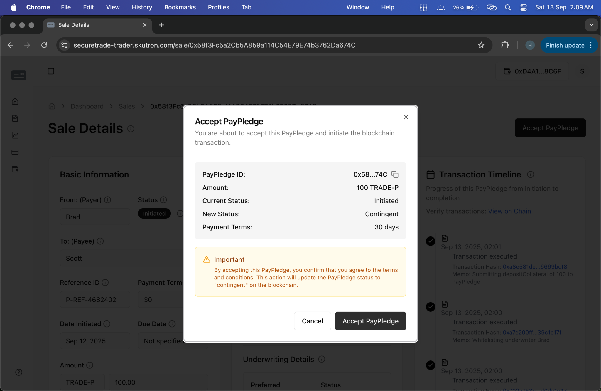 Seller PayPledge Acceptance