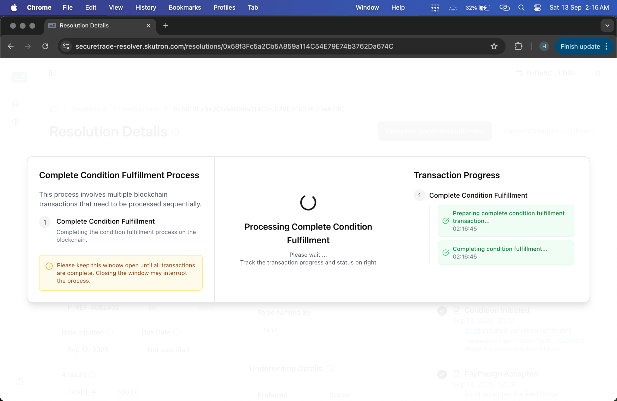 Condition Completion Transaction Loader