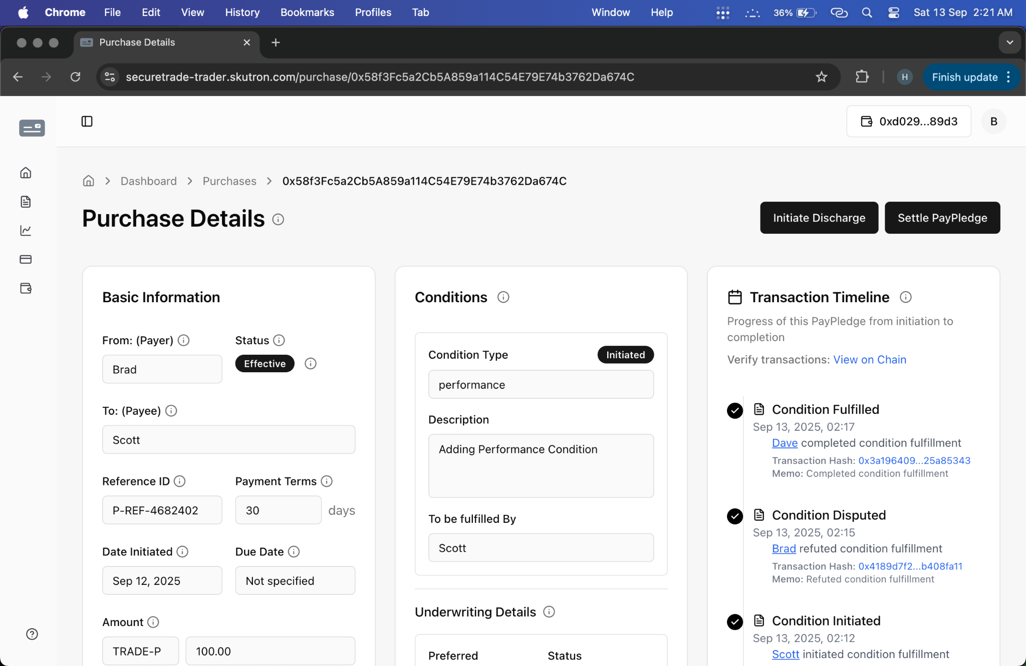 Discharge Initiation Modal